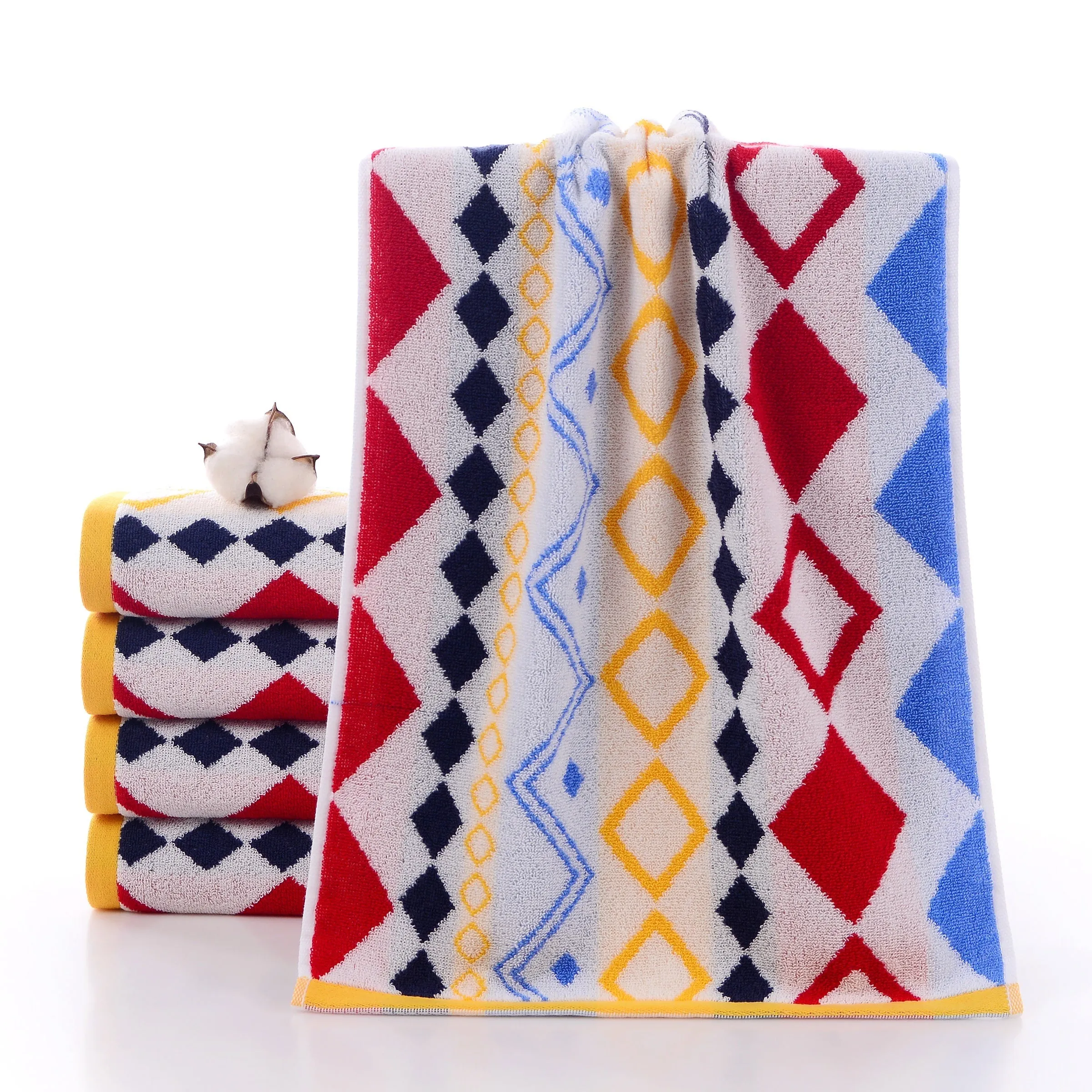 2pc Geometric Hand Towel Set Soft Absorbent Bathroom Accessories