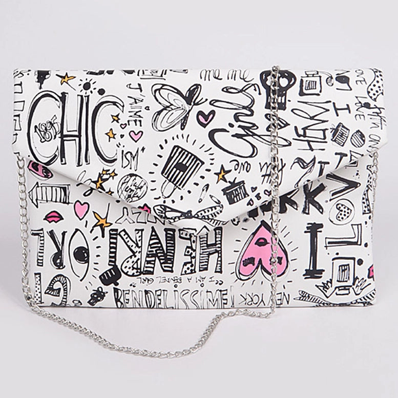 3AM Lovely Doodle Print Clutch