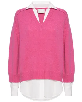 Aster Pink V Neck Layered Pullover