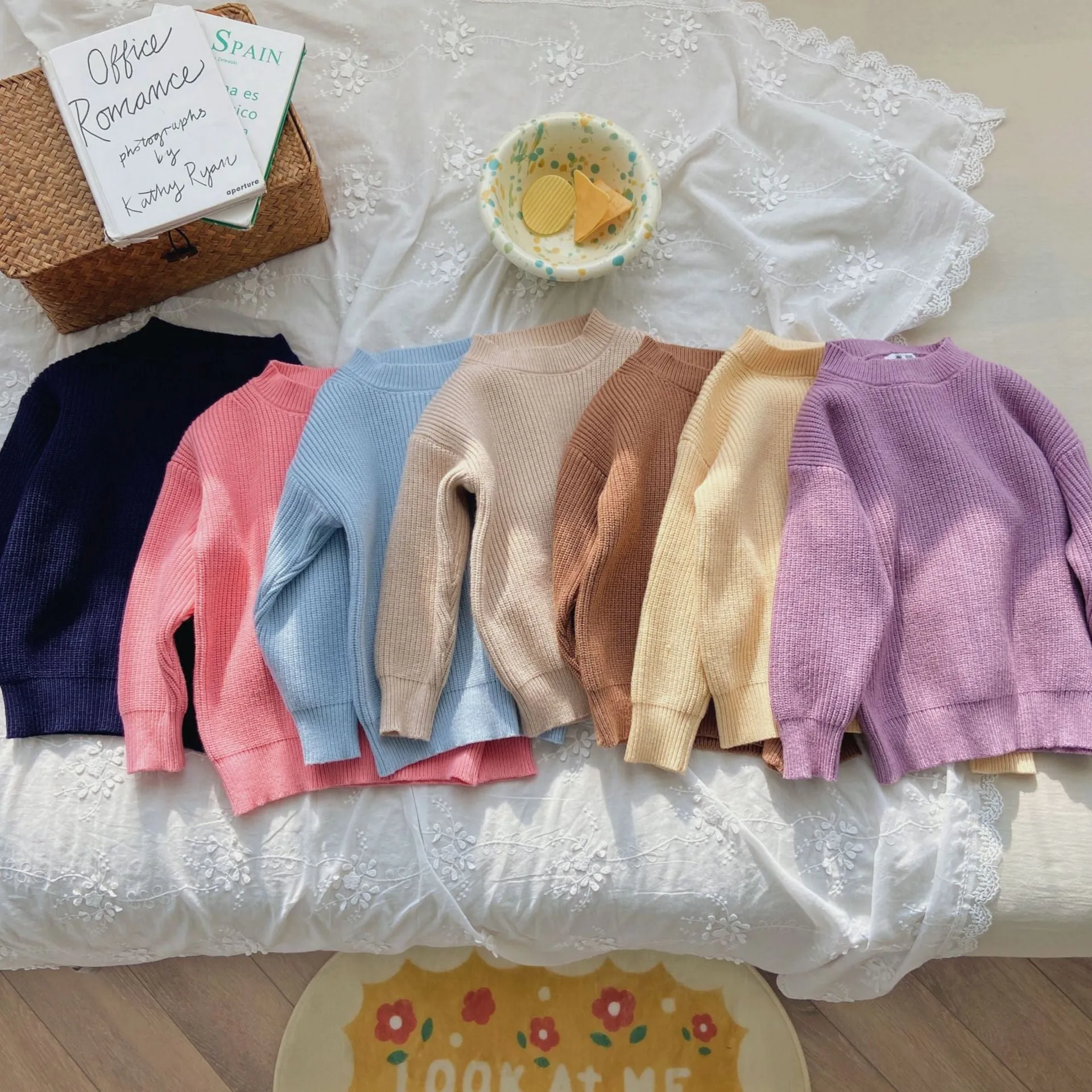 Baby Kid Girls Boys Solid Color Sweaters Wholesale 23090666