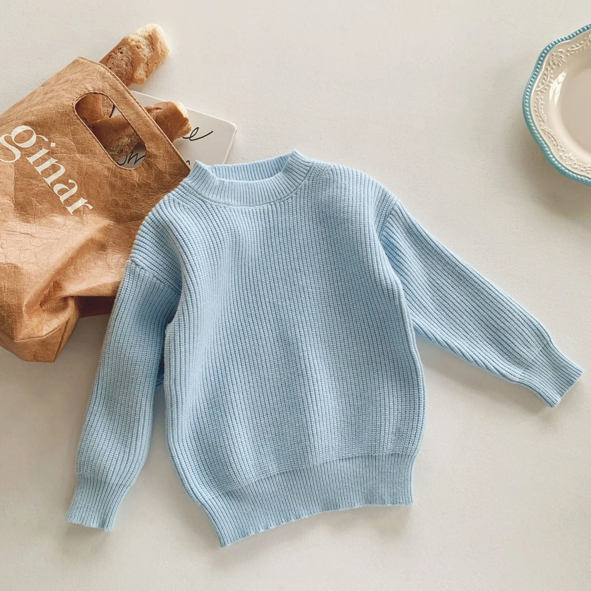 Baby Kid Girls Boys Solid Color Sweaters Wholesale 23090666