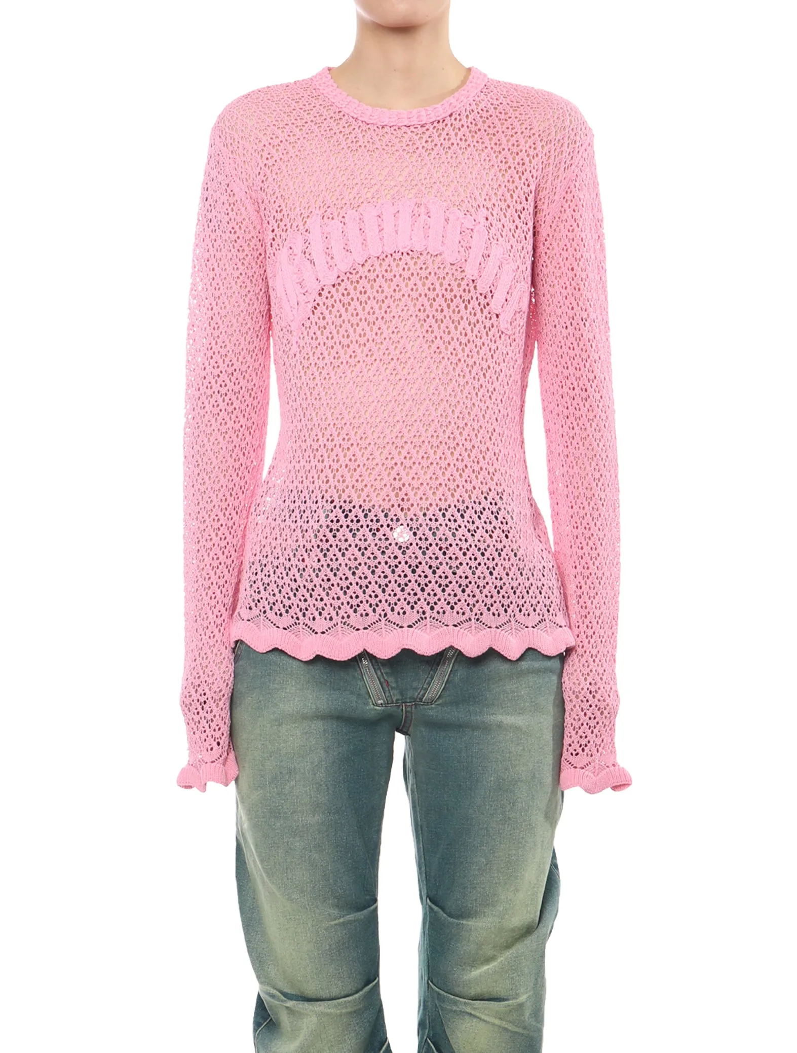 Blumarine Pink Open Knit Top