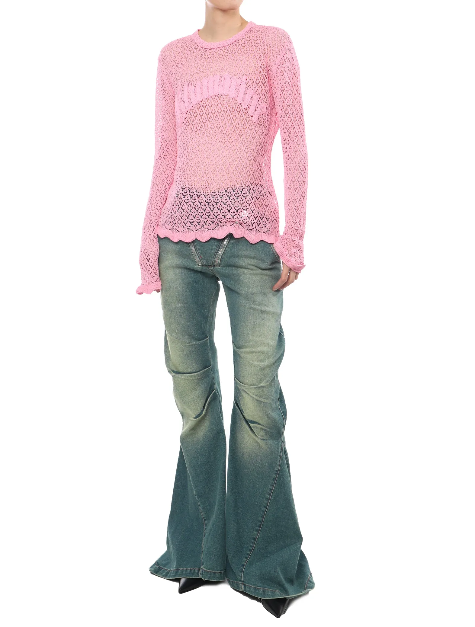 Blumarine Pink Open Knit Top