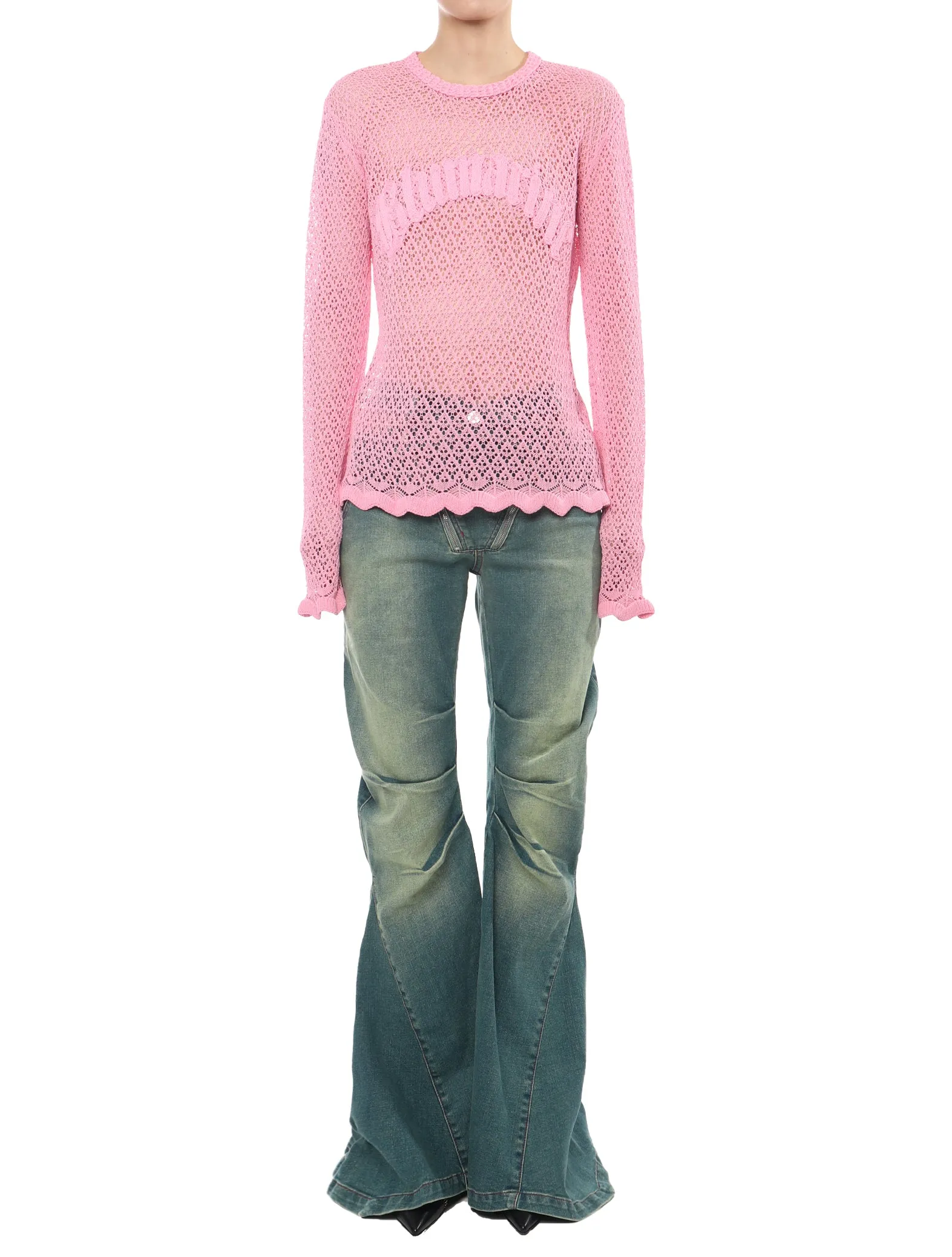 Blumarine Pink Open Knit Top