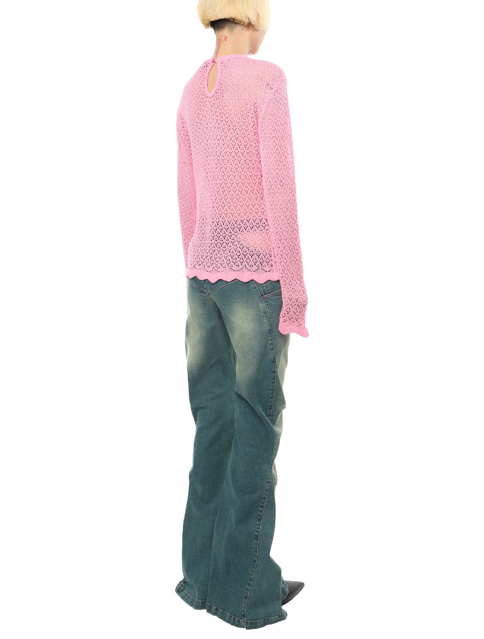 Blumarine Pink Open Knit Top