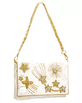 CELESTIAL - IVORY AND GOLD STAR WEDDING CLUTCH