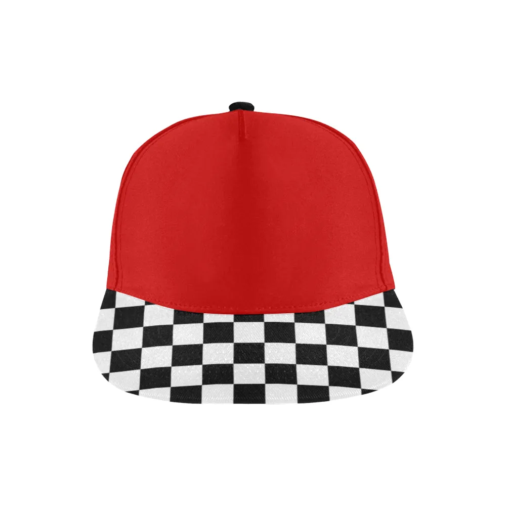 Checkered Brim Snapback | Red