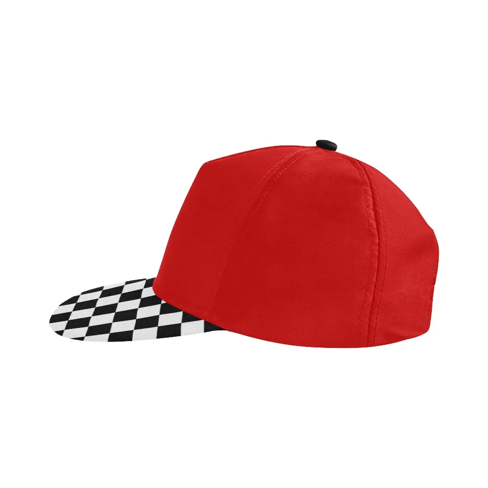 Checkered Brim Snapback | Red