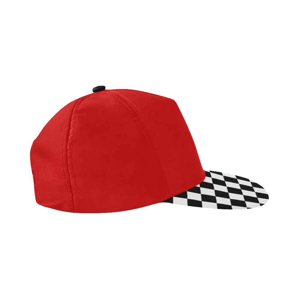 Checkered Brim Snapback | Red