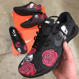 Custom Hand Painted Skull & Rose Nike Metcon Crossfit Shoe