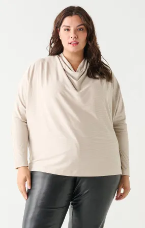 Dex Plus Ribbed Mockneck Knit Top In Sandstone