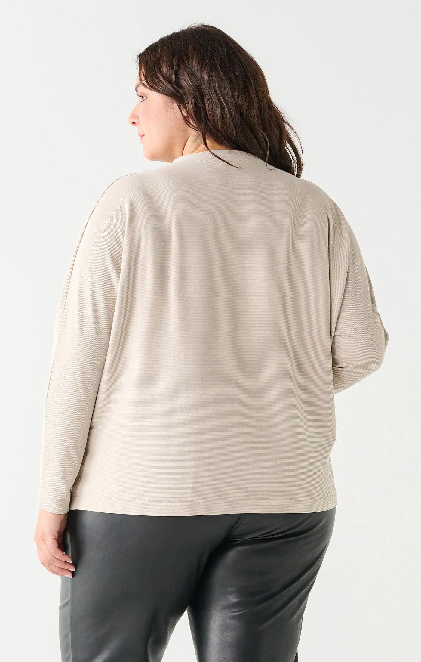 Dex Plus Ribbed Mockneck Knit Top In Sandstone