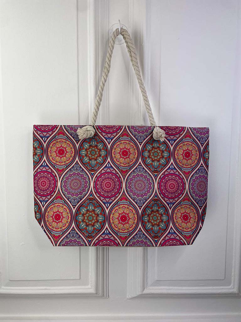 Envy Small Mandala Print Tote Bag - Pink Mix