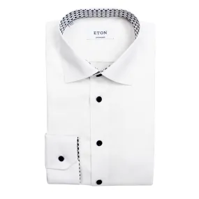 Eton - Contemporary Fit Shirt in White with Medallion Trim