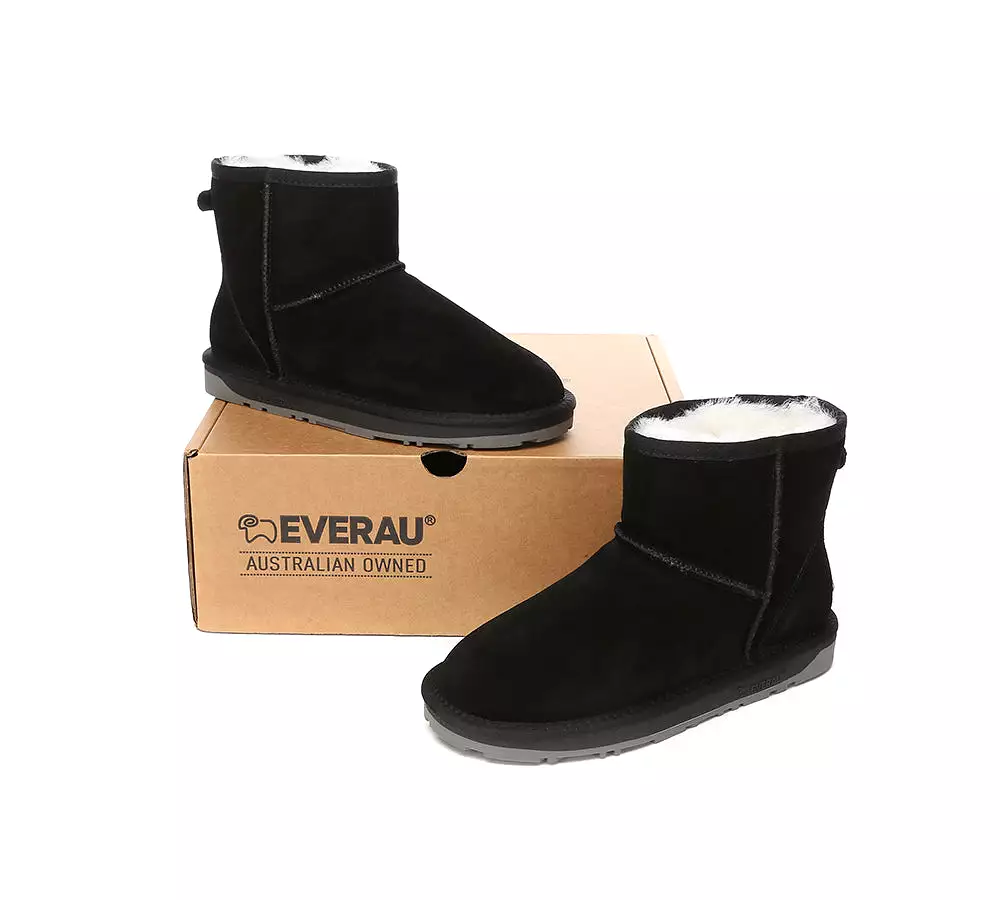 EVERAU UGG Sheepskin Wool Ankle Boots Mini Classic Suede