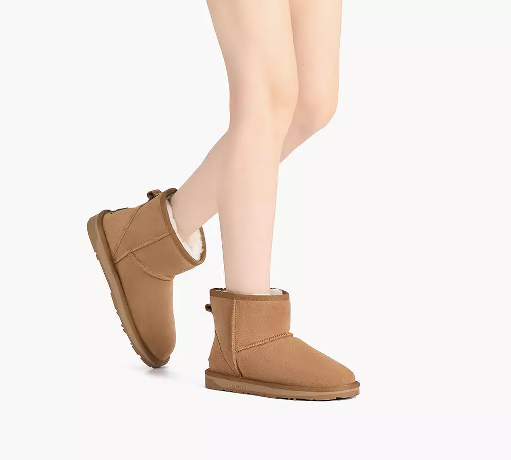 EVERAU UGG Sheepskin Wool Ankle Boots Mini Classic Suede