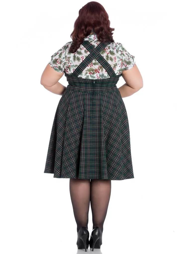 Hell Bunny Peebles Tartan Pinefore 40's Dress Green