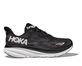 'Hoka' Men's Clifton 9 - Black / White (Wide)