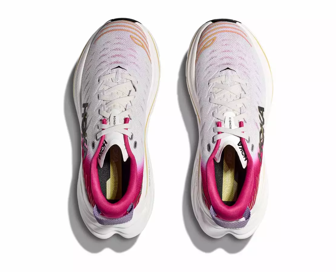 'HOKA' Women's Bondi X - Blanc De Blanc / Pink Yarrow