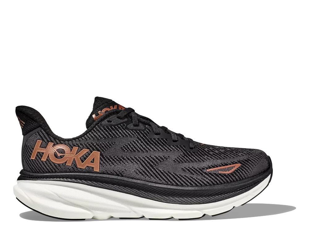 'Hoka' Women's Clifton 9 - Black / Copper (Wide)