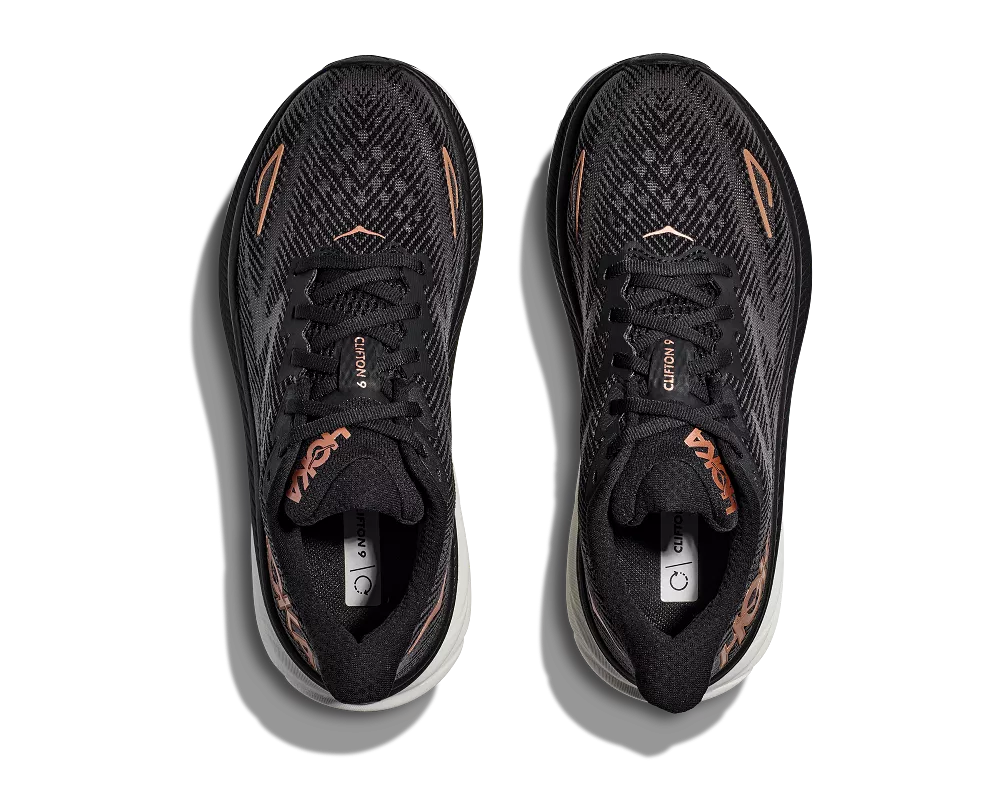 'Hoka' Women's Clifton 9 - Black / Copper (Wide)