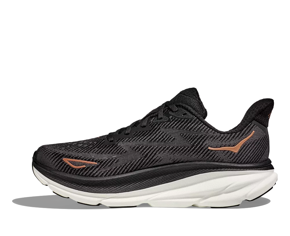 'Hoka' Women's Clifton 9 - Black / Copper (Wide)