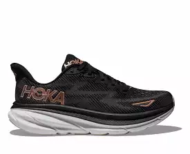 'Hoka' Women's Clifton 9 - Black / Rose Gold (Wide)