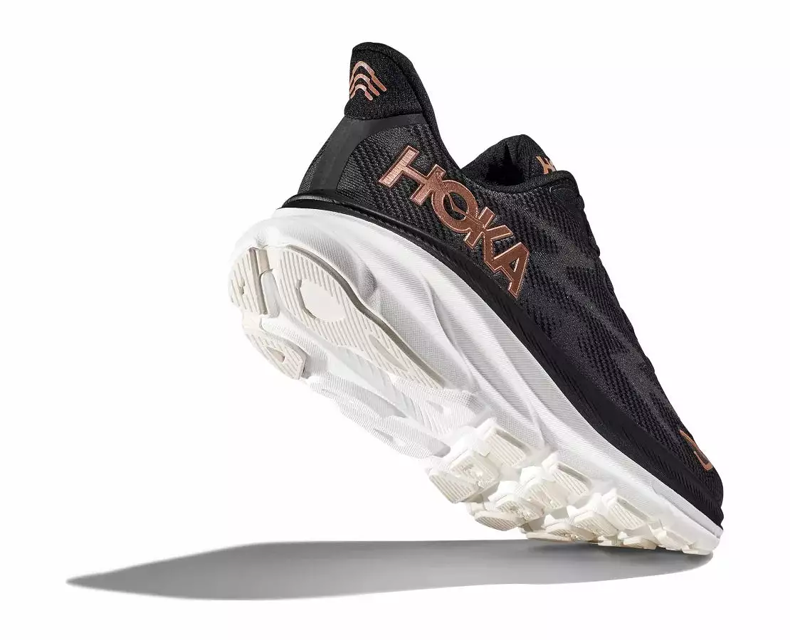 'Hoka' Women's Clifton 9 - Black / Rose Gold (Wide)