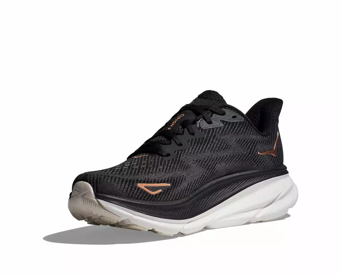 'Hoka' Women's Clifton 9 - Black / Rose Gold (Wide)