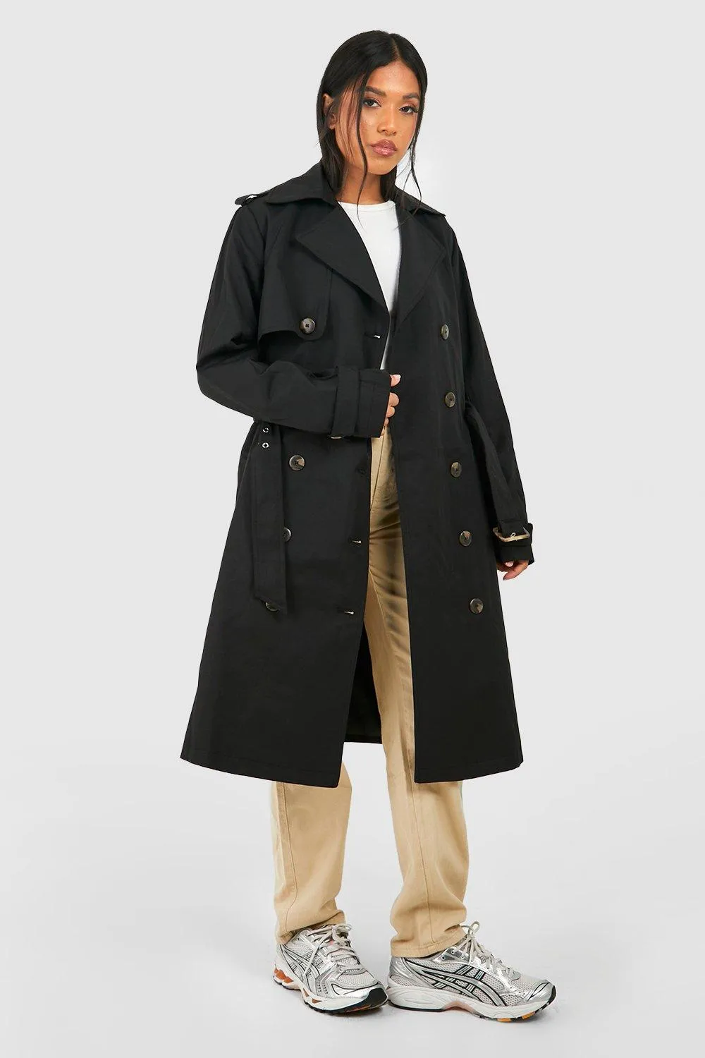 Jackets & Coats | Petite Premium Detail Belted Trench | boohoo