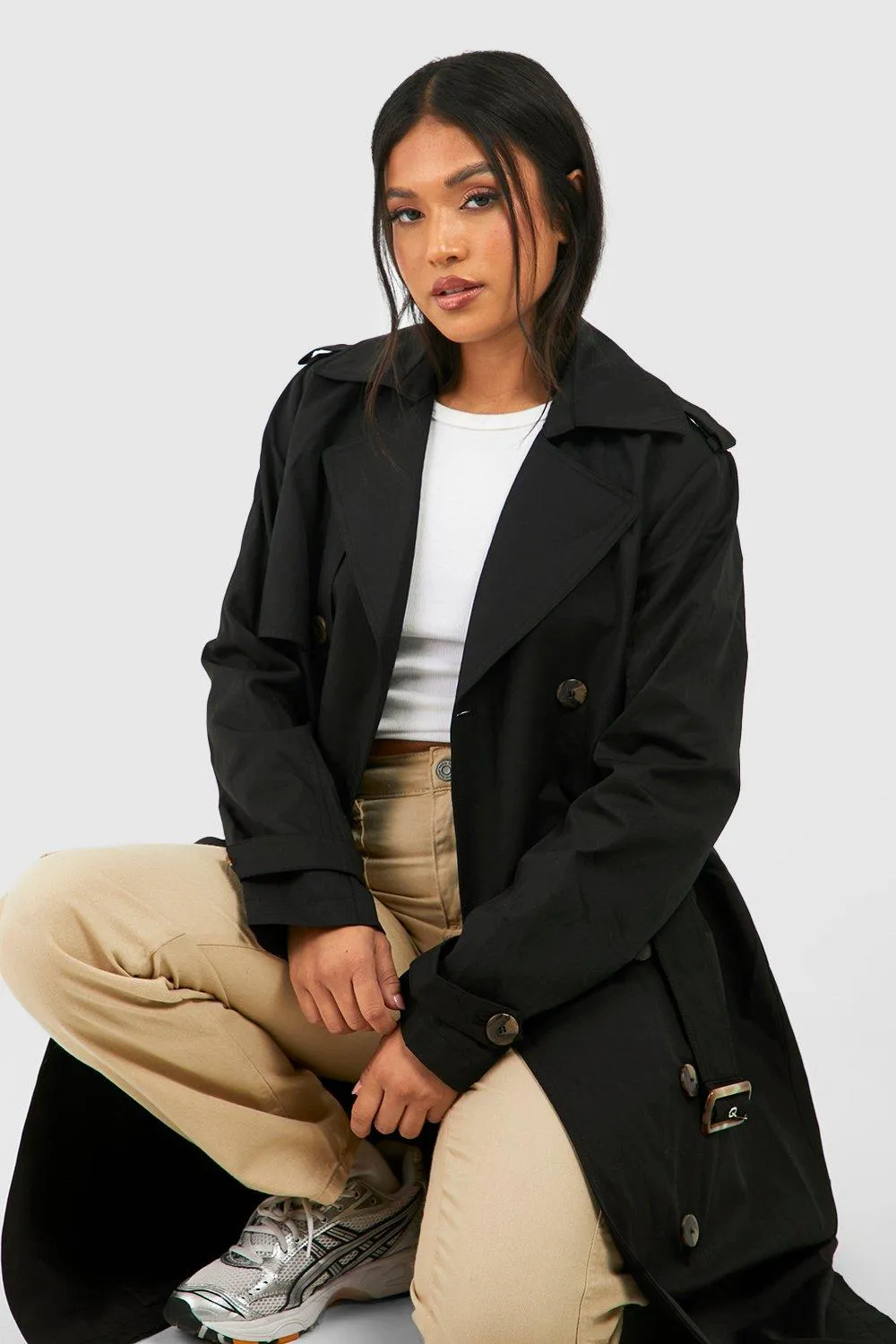 Jackets & Coats | Petite Premium Detail Belted Trench | boohoo