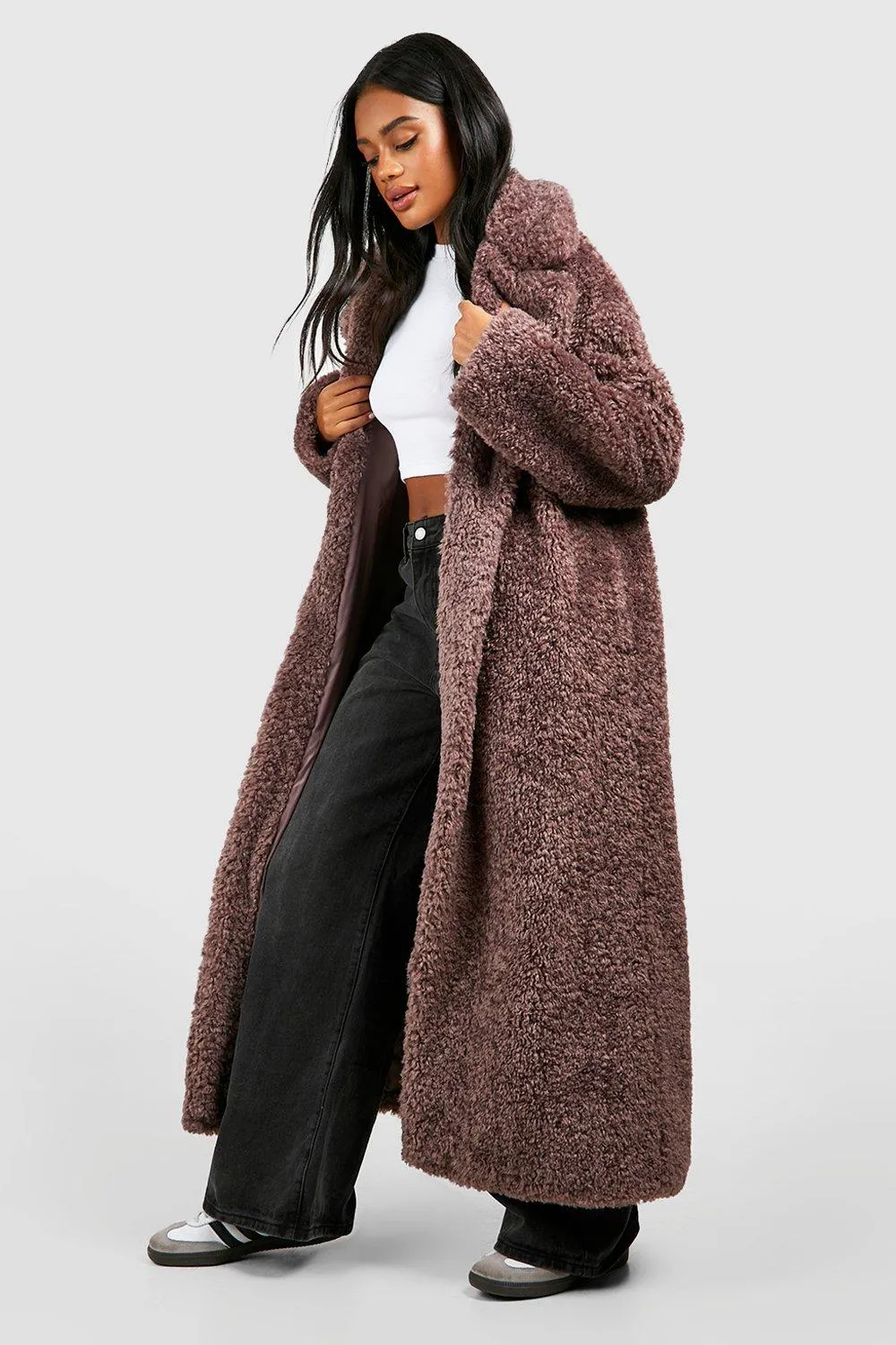 Jackets & Coats | Textured Maxi Fur Coat | boohoo