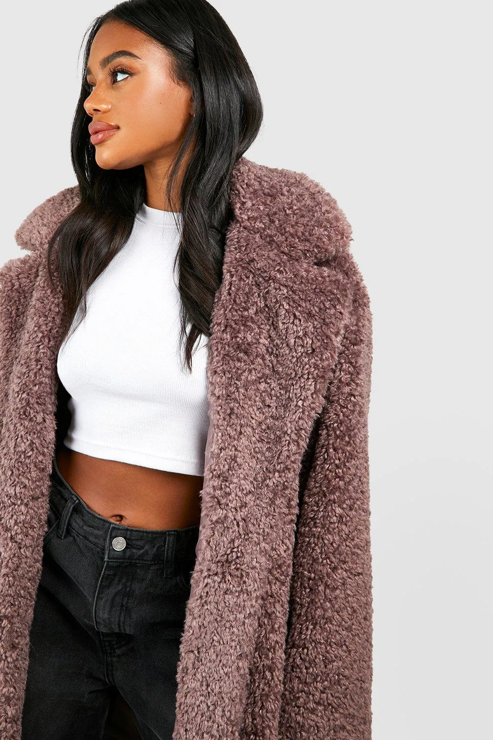 Jackets & Coats | Textured Maxi Fur Coat | boohoo