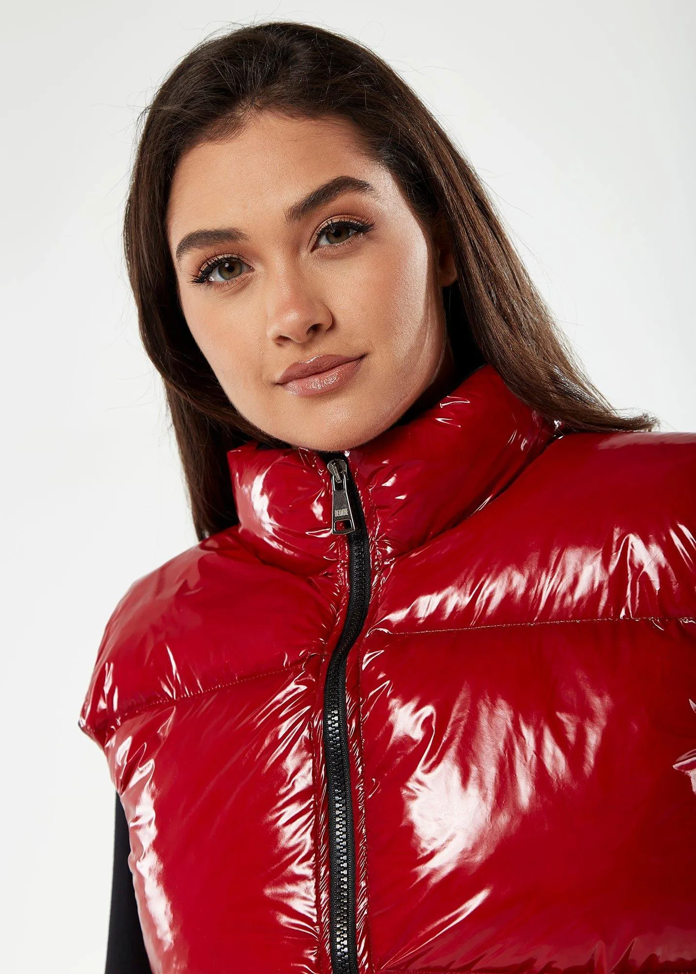 Jackets & Coats | Wet Look Gilet in Red | Liquorish