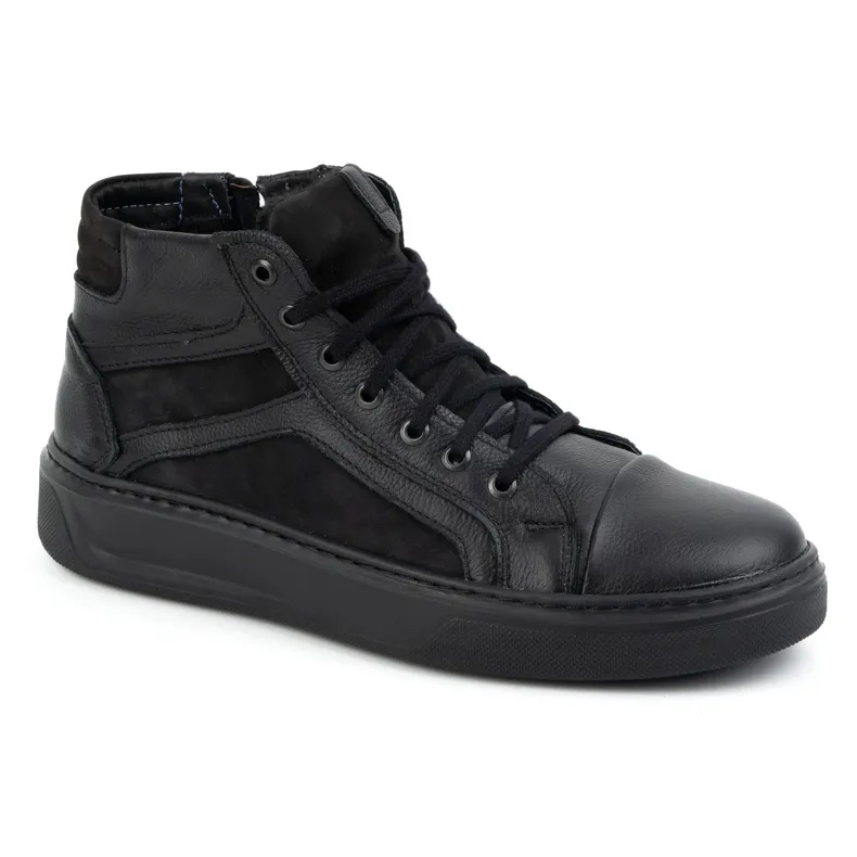 KOMODO Men's Leather Winter Sneakers Shoes 886K Black