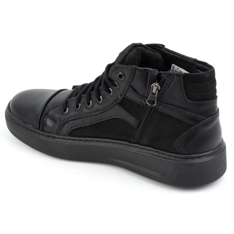 KOMODO Men's Leather Winter Sneakers Shoes 886K Black