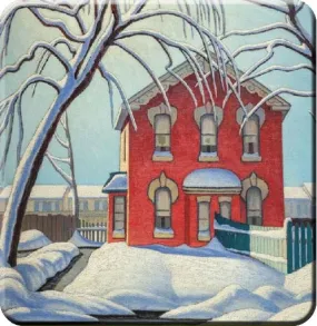 Lawren Harris Red House in Winter Cork-Back Coaster