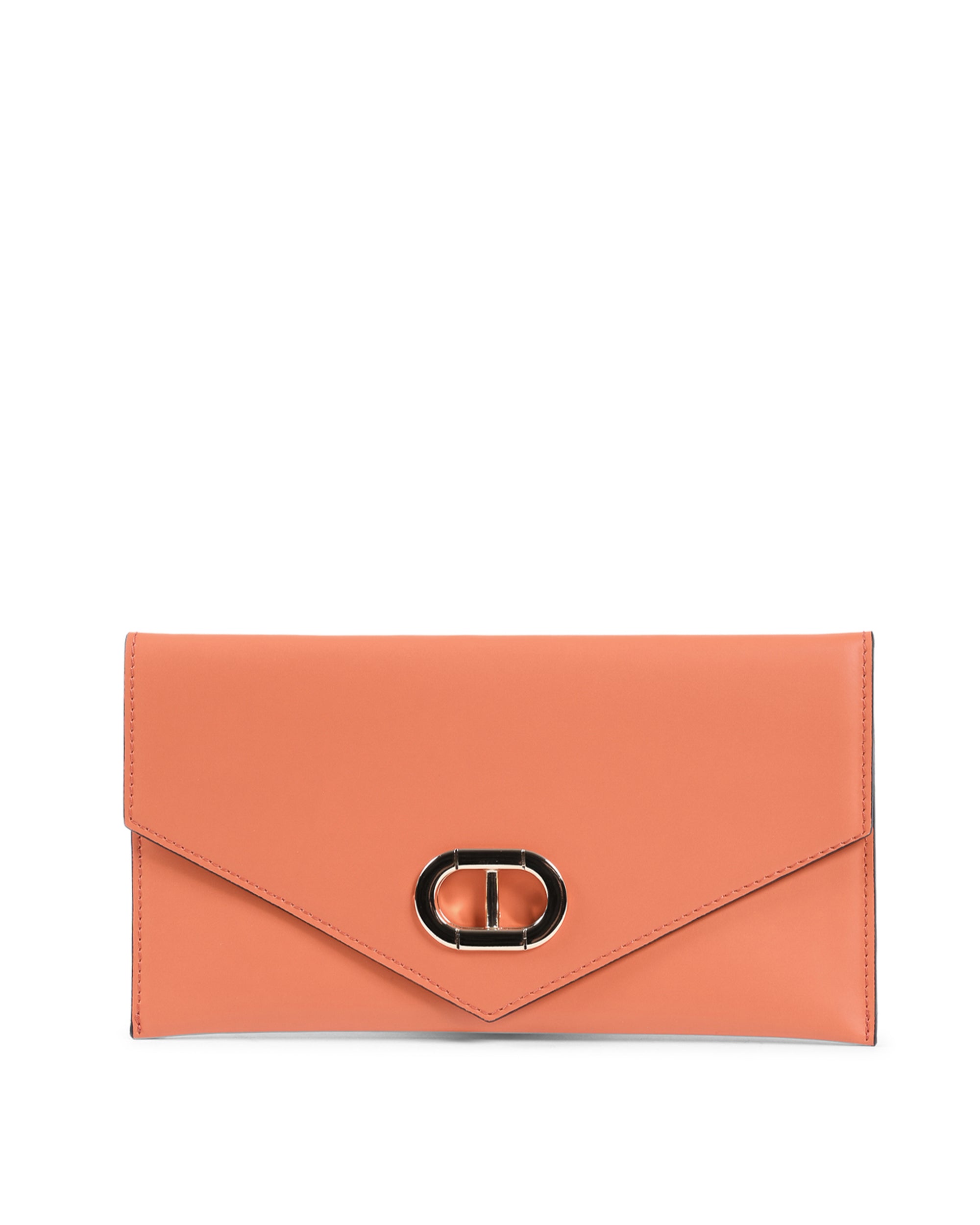 Leather Envelope Clutch - Orange