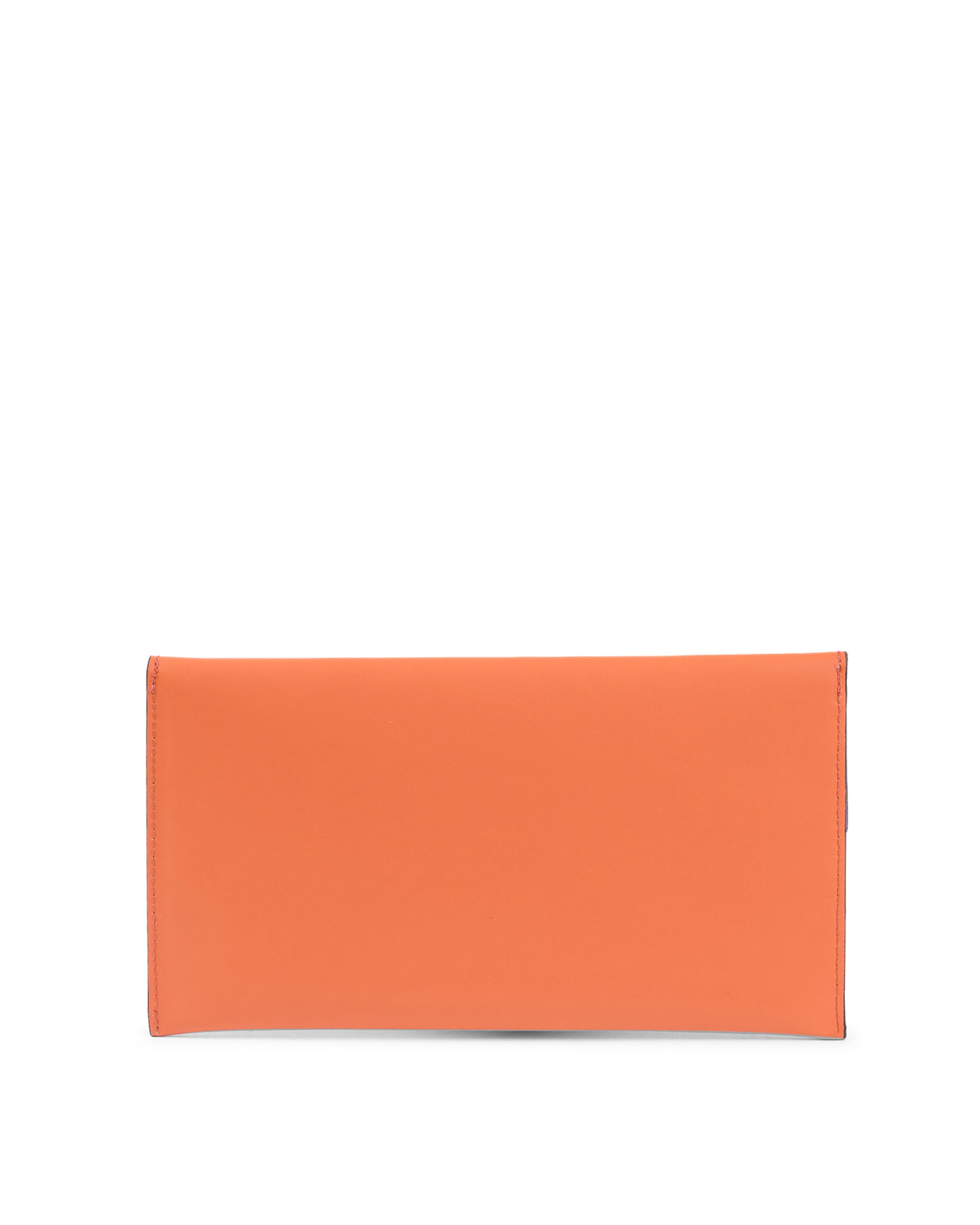 Leather Envelope Clutch - Orange