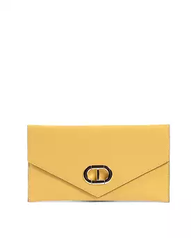 Leather Envelope Clutch Yellow