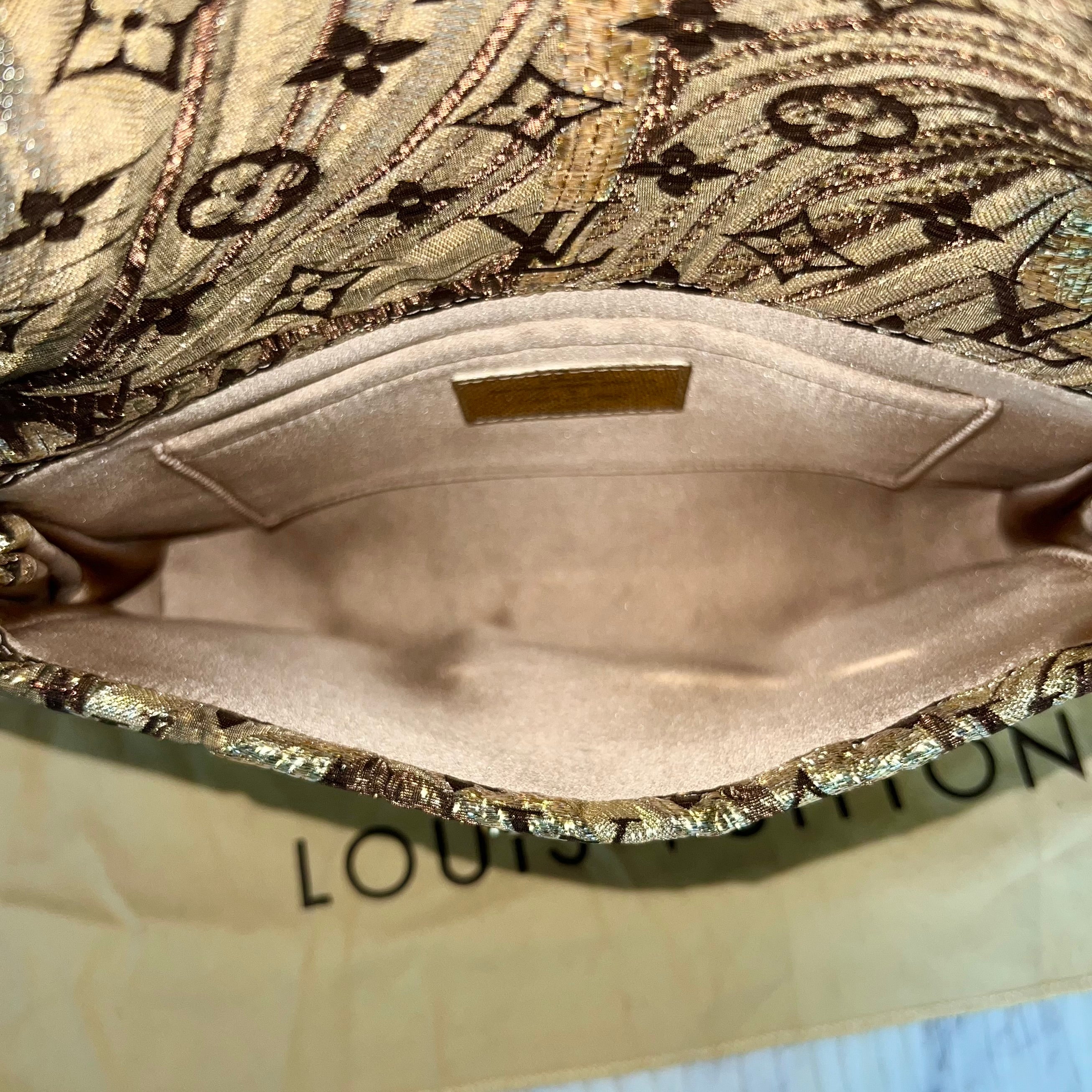 Louis Vuitton Gold Brocade Thalie Clutch