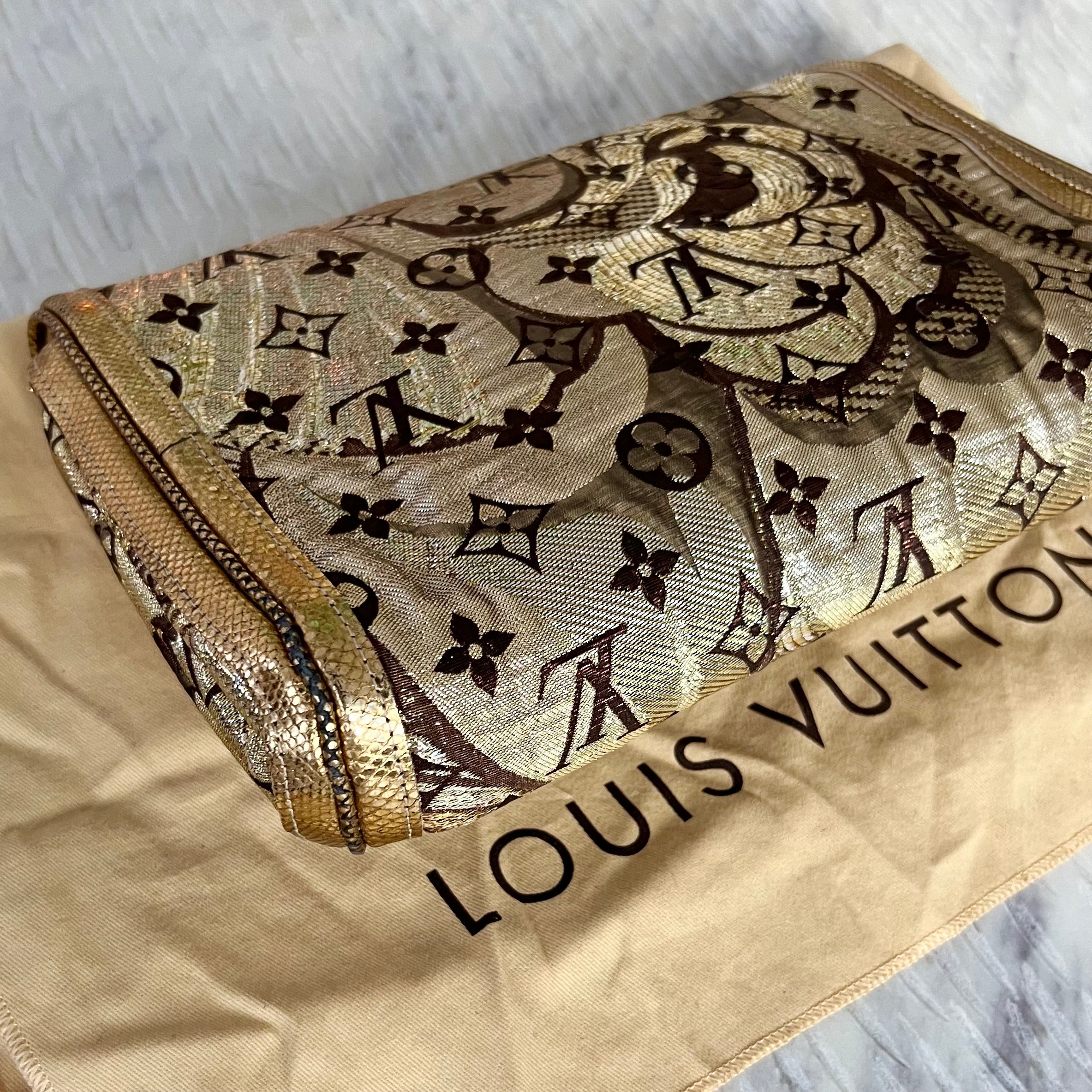 Louis Vuitton Gold Brocade Thalie Clutch