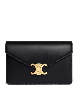 MARGO CLUTCH WITH CHAIN IN BLACK POLISHED CALFSKIN