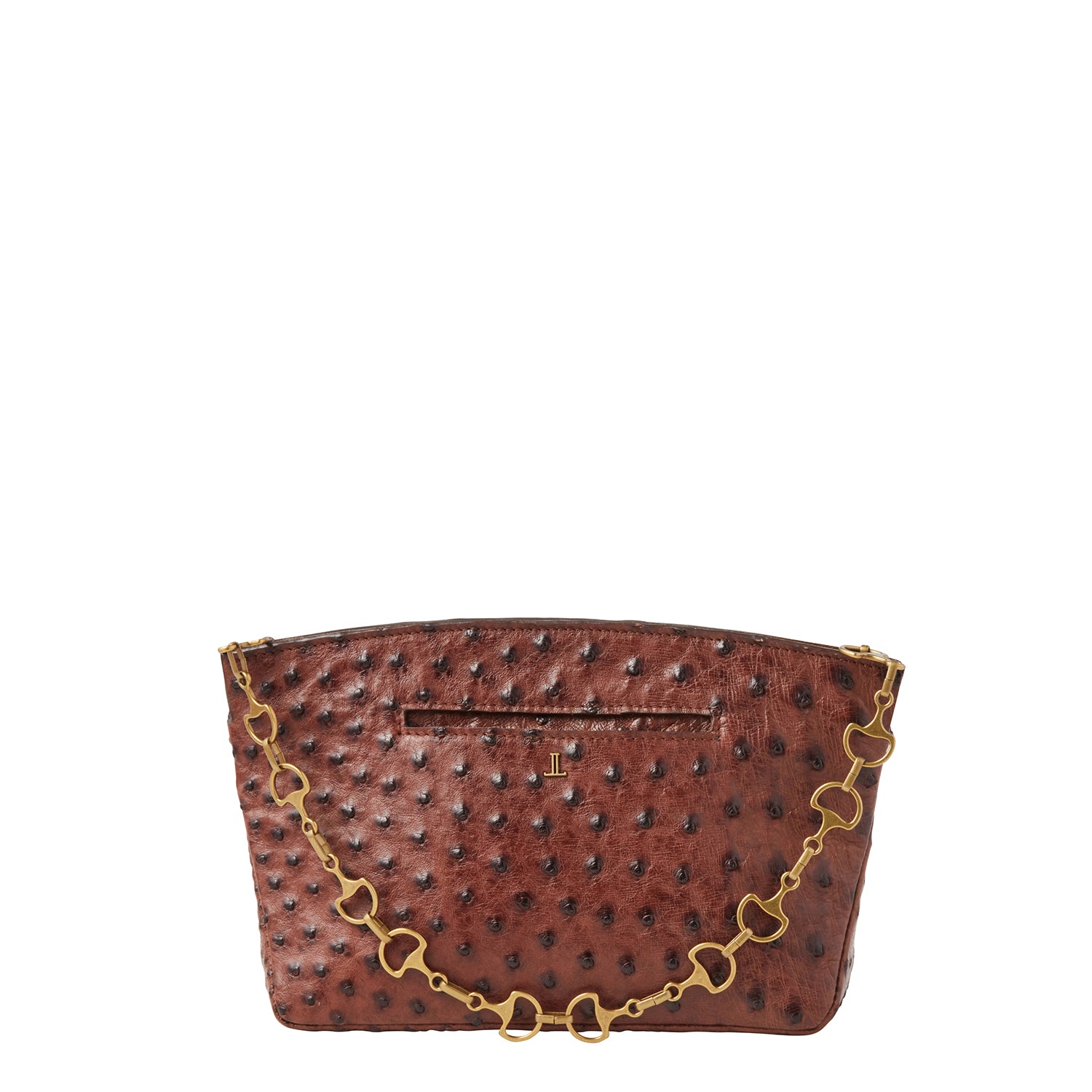 Mini Ostrich Clutch :: Chocolate