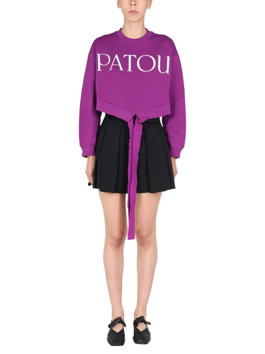 Patou Logo Print Tie Waist Sweatshirt