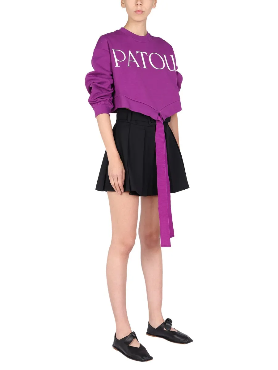 Patou Logo Print Tie Waist Sweatshirt