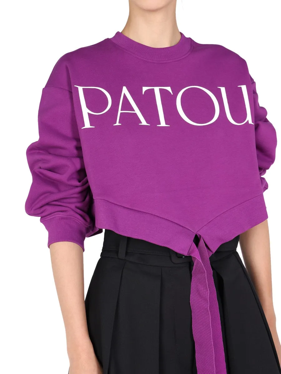 Patou Logo Print Tie Waist Sweatshirt