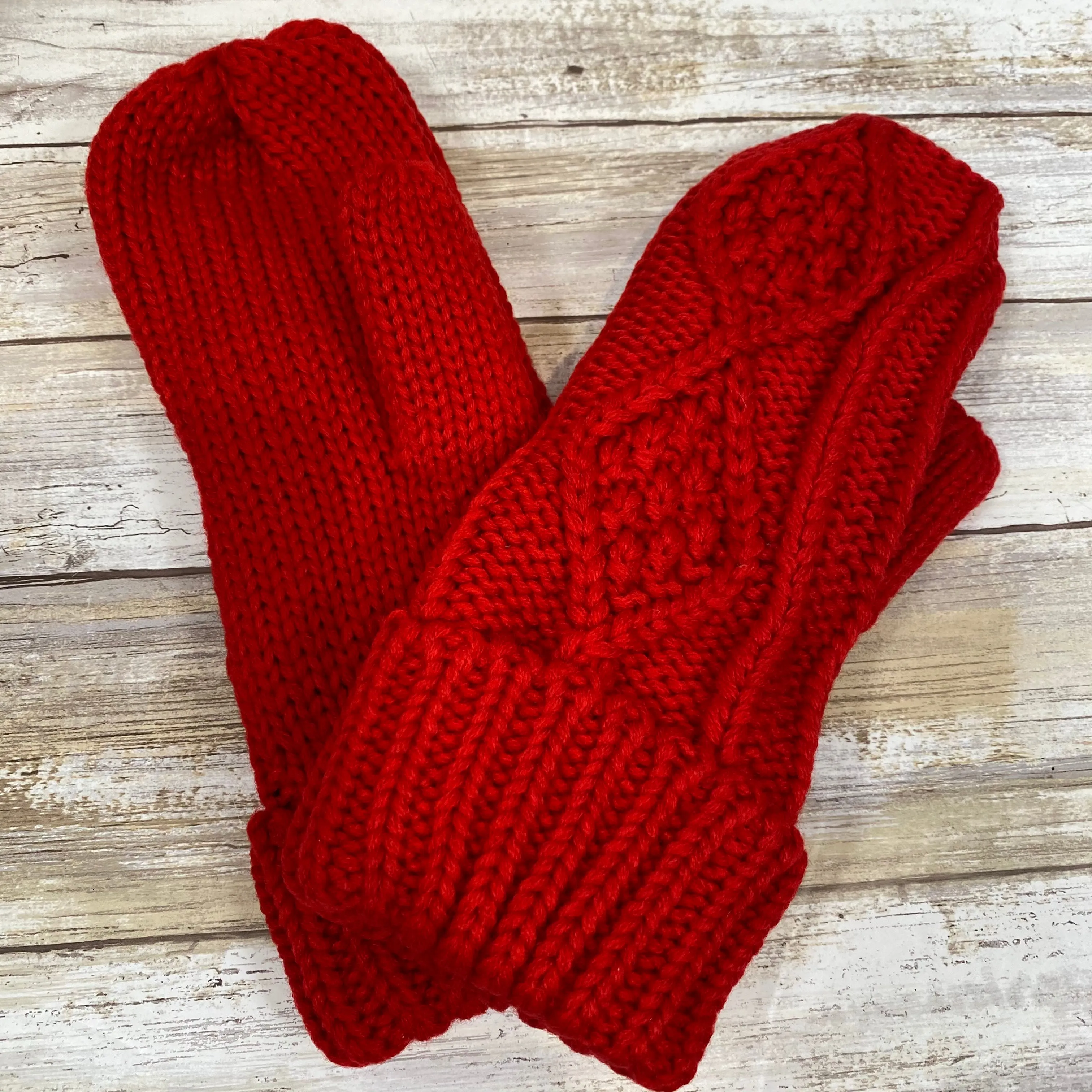 Red Mittens with Fleece Lining