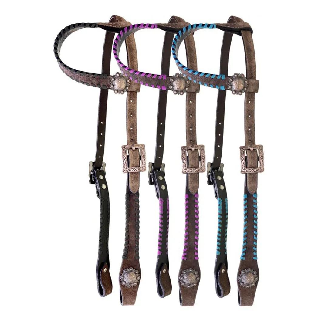 Showman One Ear Rawhide Laced Leather Headstall