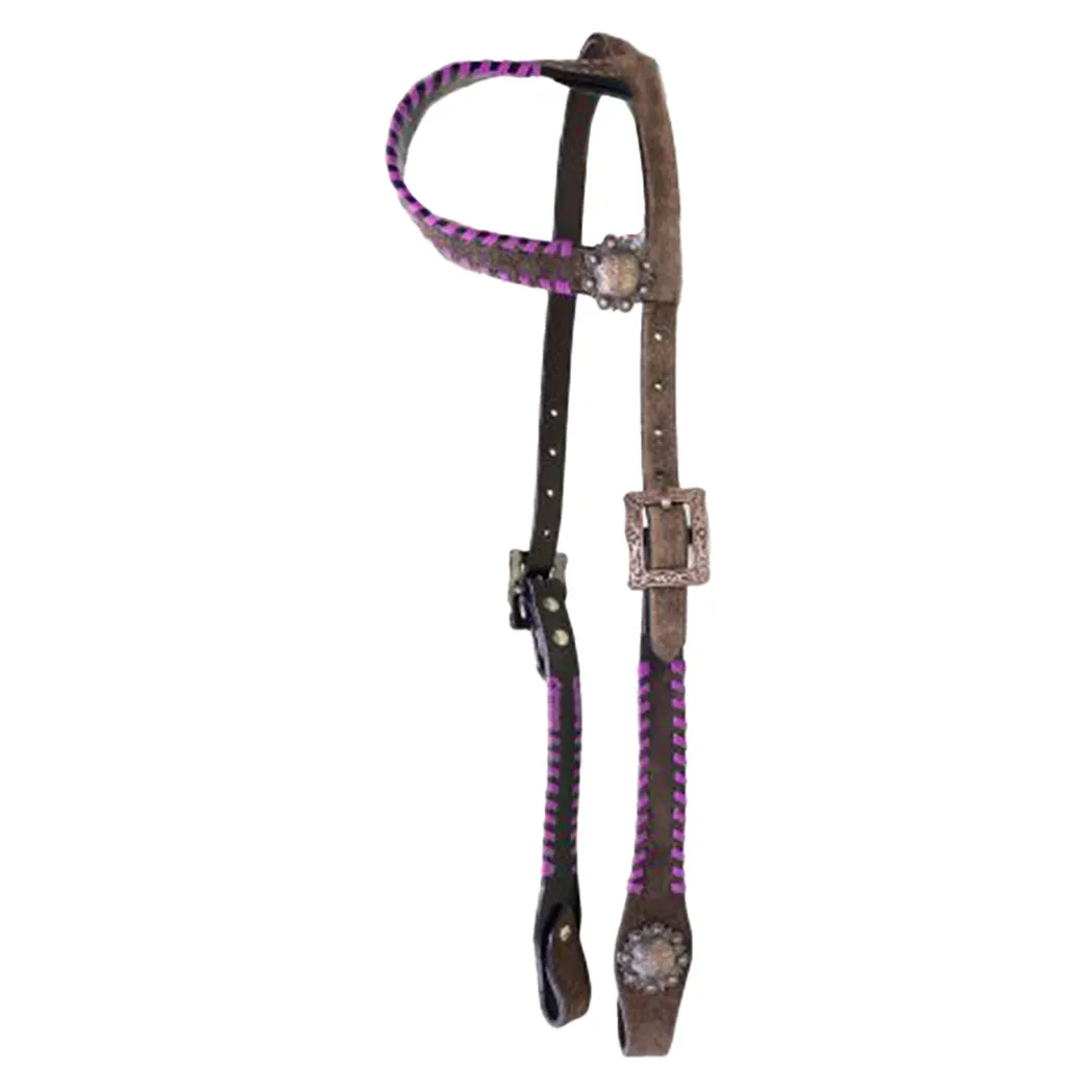 Showman One Ear Rawhide Laced Leather Headstall